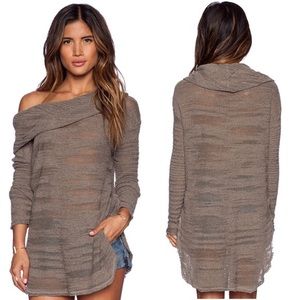 Free People Reunion Slubby Drape Cowl Neck Sweater